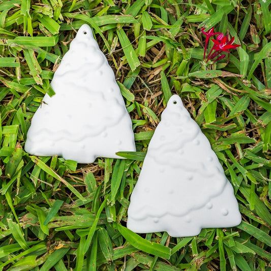 Christmas Tree Ornament Set 3.8" Ceramic Bisque Ready To Paint Pottery