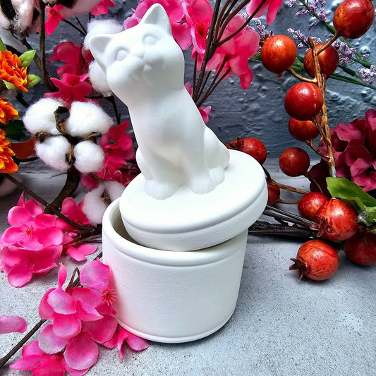 Cat Box 5.6" Ceramic Bisque Ready To Paint Pottery