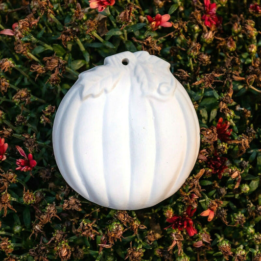 Pumpkin Halloween Christmas Ornament 4" Ceramic Bisque Ready To Paint Pottery