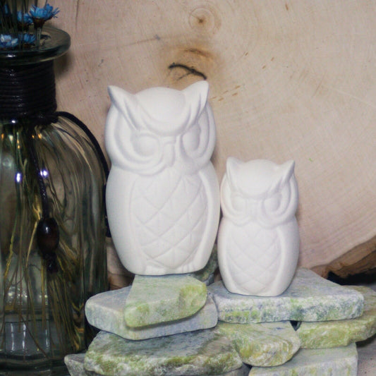 Pair Of Owls 2x3 Ceramic Bisque Ready To Paint Pottery