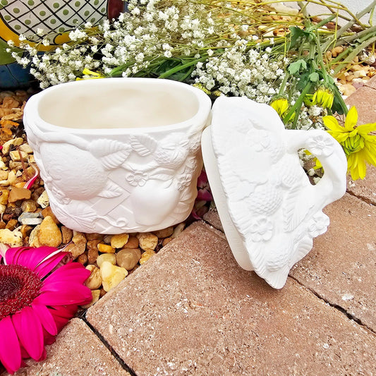 Fruits Basket Box 5.3" Ceramic Bisque Ready To Paint Pottery