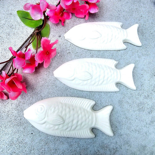 Lot of 3 Flat Fish Long 4" Ceramic Bisque Ready To Paint Pottery