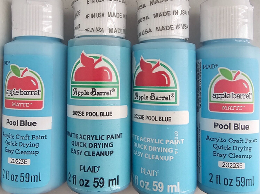 Pool Blue (4x) 2oz Bottles - (8oz) Apple Barrel Matte Acrylic Paint