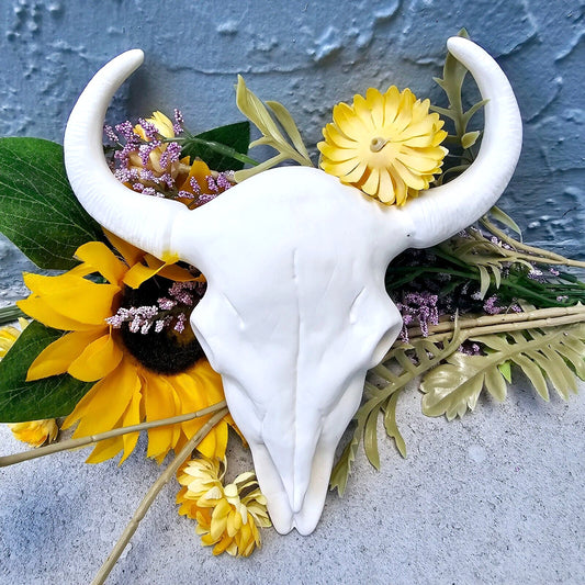 Cow Bull Skull 8" Ceramic Bisque Ready To Paint Pottery