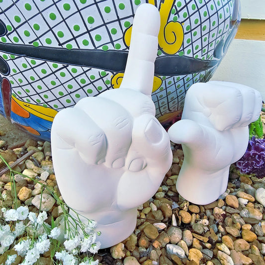Point and Knuckle Hands Life Size Pair Ceramic Bisque Ready To Paint Pottery