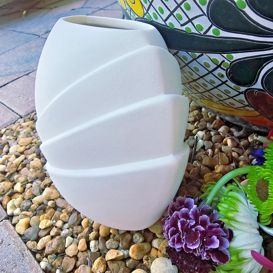 Art Deco Vase Planter 7.5" Ceramic Bisque Ready To Paint Pottery