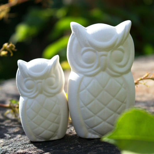 Pair Of Owls 2x3 Ceramic Bisque Ready To Paint Pottery