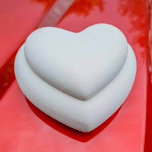 Heart Rounded Box 6" Valentines Ceramic Bisque Ready To Paint Pottery