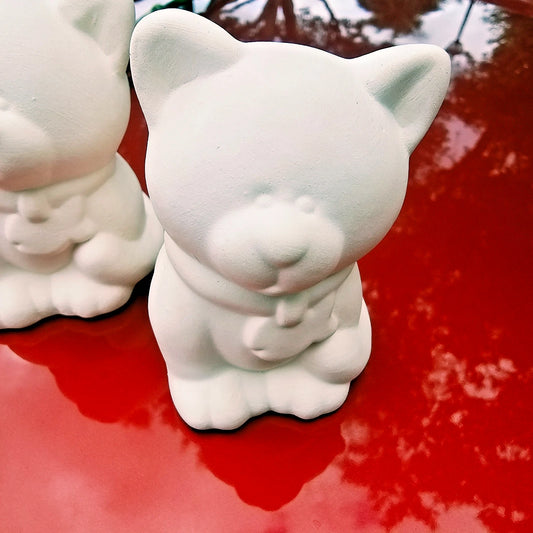 Pair of Cute Cats 3" Ceramic Bisque Ready To Paint Pottery