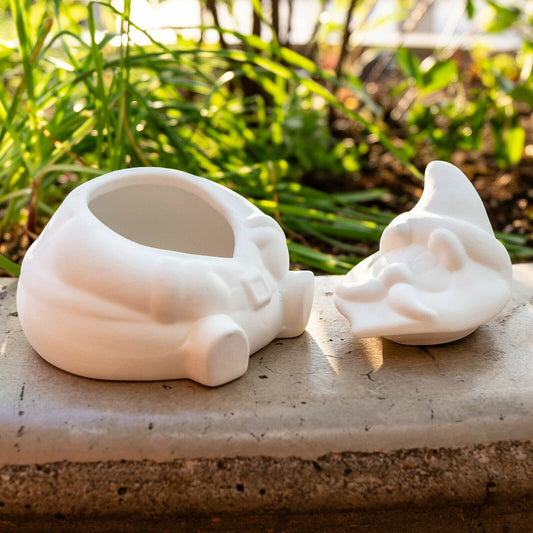Bubbly Christmas Santa Box 4.3" Ceramic Bisque Ready To Paint Pottery