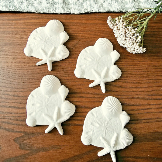 Four Seashell Clusters Add-ons 3" Ceramic Bisque Ready To Paint Pottery