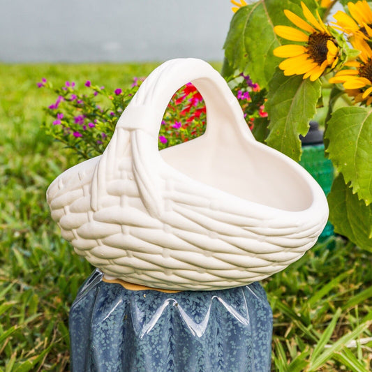 Cute Weave Basket 6.8" Ceramic Bisque Ready To Paint Pottery
