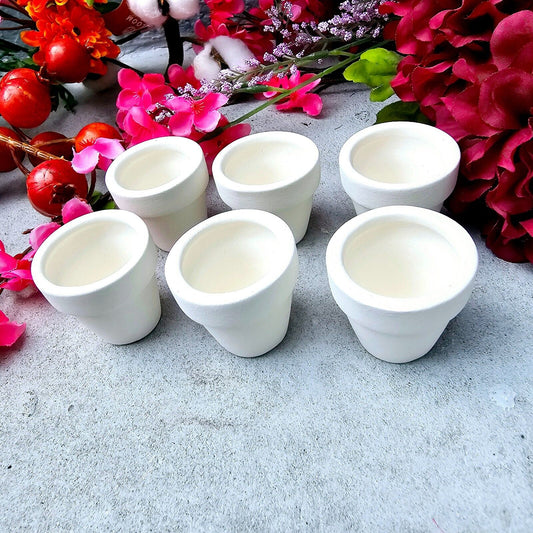 Six Mini Planters 1.5" Ceramic Bisque Ready To Paint Pottery