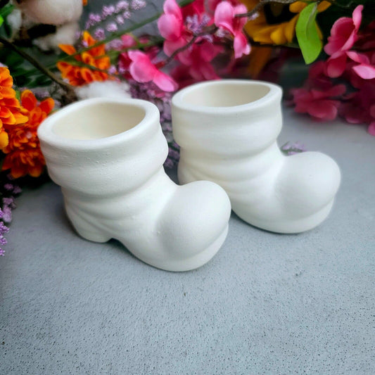 Pair of Santa Boots 3" Ceramic Bisque Ready To Paint Pottery