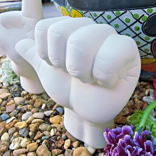 Point and Knuckle Hands Life Size Pair Ceramic Bisque Ready To Paint Pottery
