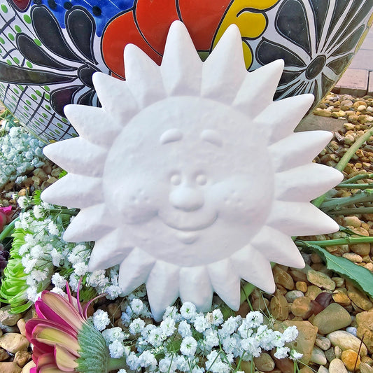 Sun With Face Wall Piece 7.5" Ceramic Bisque Ready To Paint Pottery