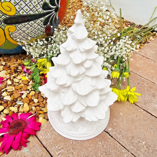 Medium Christmas Tree With Base 8" Ceramic Bisque Ready To Paint Pottery