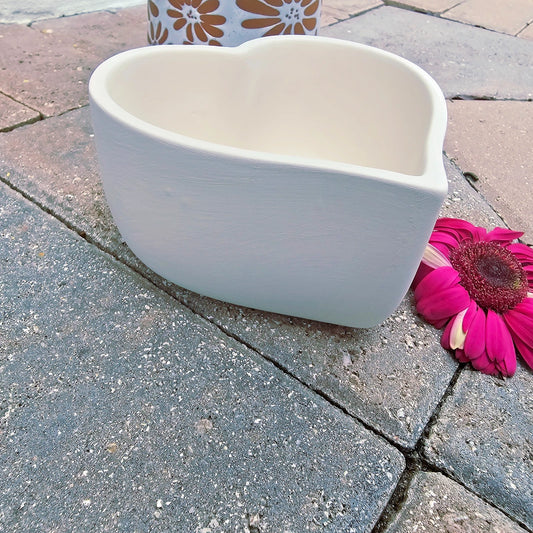 Deep Hear Bowl Valentines 6" Ceramic Bisque Ready To Paint Pottery