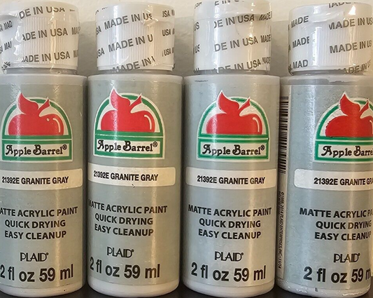 Granite Gray (4x) 2oz Bottles - (8oz) Apple Barrel Matte Acrylic Paint