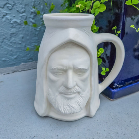 Wise Old Space Man Mug 9" Ceramic Bisque Ready To Paint Pottery