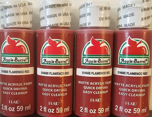 Flamenco Red (4x) 2oz Bottles - (8oz) Apple Barrel Matte Acrylic Paint