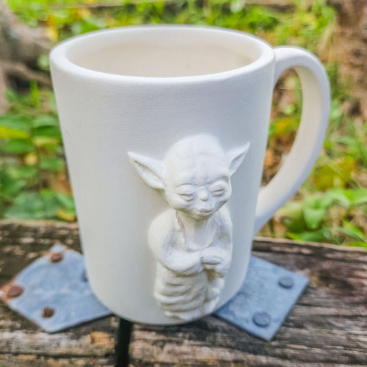 Alien Figure Cup 3.8" Ceramic Bisque Ready To Paint Pottery