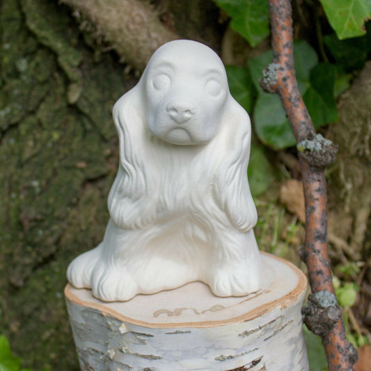Cocker Spaniel Dog Sitting 5x4 Ceramic Bisque Ready To Paint Pottery