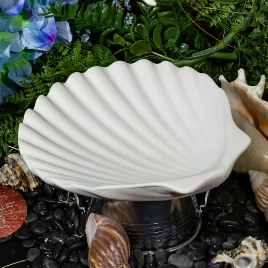 Clam Sea Shell Dish 6.5" Ceramic Bisque Ready To Paint Pottery