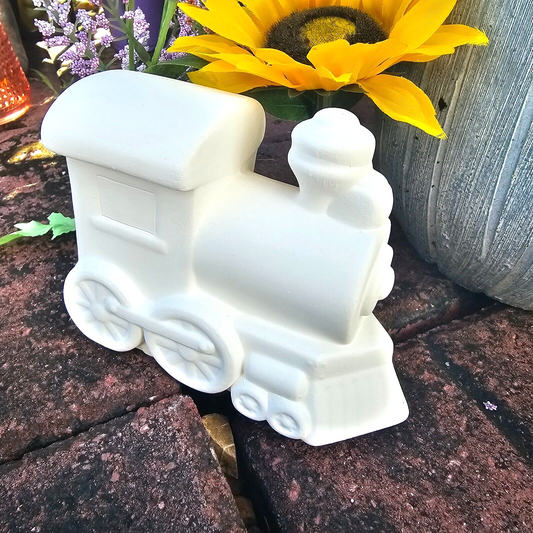 Tractor Train 6" Ceramic Bisque Ready To Paint Pottery