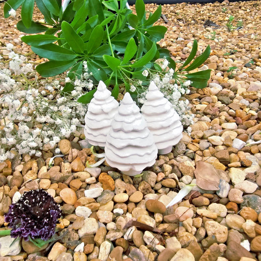 Three Small Christmas Pine Trees 2.5" each Ceramic Bisque Ready To Paint Pottery