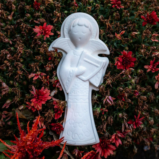 Singing Wall Angel Harp 8" Ceramic Bisque Ready To Paint Pottery
