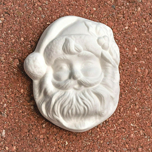 Christmas Jolly Santa Head 3.25" Ceramic Bisque Ready To Paint Pottery