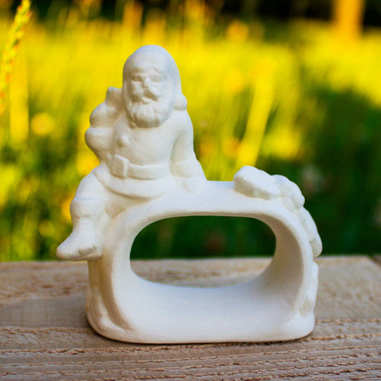 Christmas Santa Napkin Ring 2.5" Ceramic Bisque Ready To Paint Pottery
