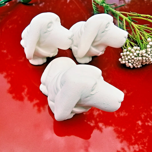 Three Small Hound Dogs 2.7" Ceramic Bisque Ready To Paint Pottery