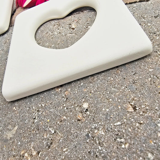 Heart Tiles Pair 4.5" Ceramic Bisque Ready To Paint Pottery