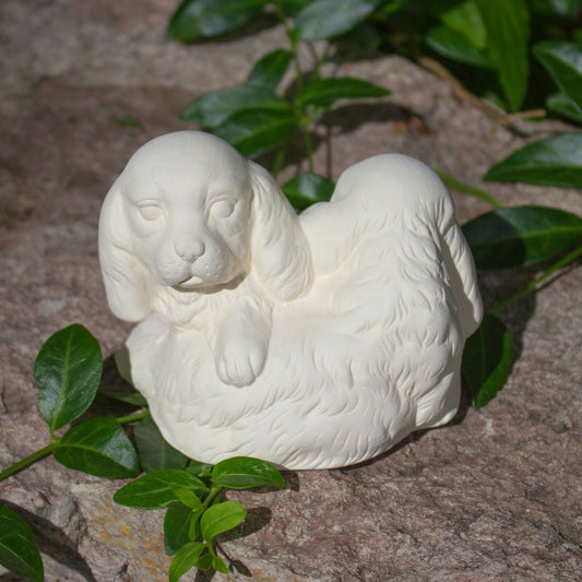 Cocker Spaniel Dogs Hugging 3.5" Ceramic Bisque Ready To Paint Pottery