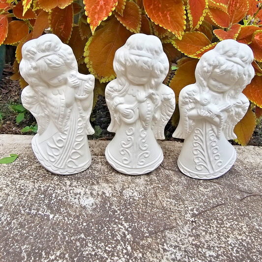 x3 Angels Singing 6" Ceramic Bisque Ready To Paint Pottery