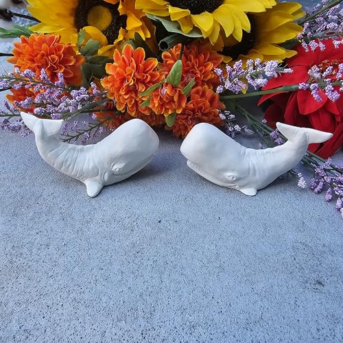 Two Mini Humpback Whales 3.5" Ceramic Bisque Ready to Paint Pottery