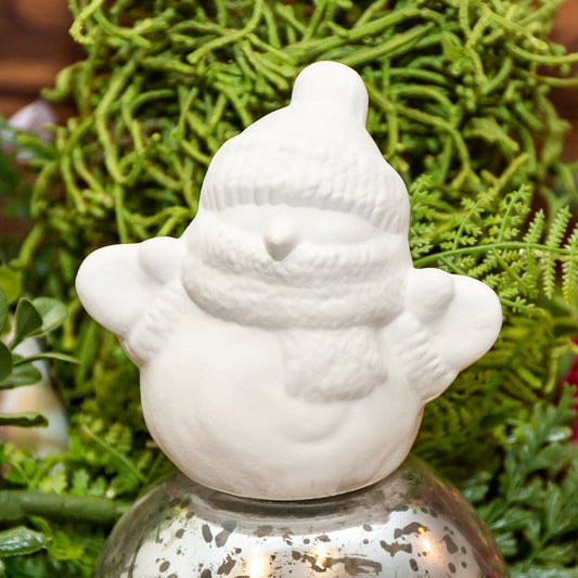 Christmas Snowman 3.7" Ceramic Bisque Ready To Paint Pottery