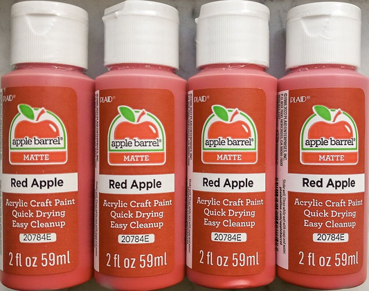 Red Apple (4x) 2oz Bottles (8oz) Apple Barrel Matte Acrylic Paint