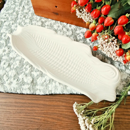 Corn Cob Holder dish 10" Ceramic Bisque Ready To Paint Pottery